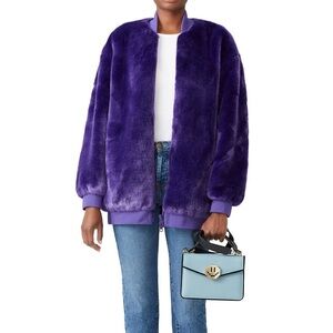 Tibi Purple Faux-Fur Bomber Jacket